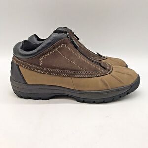 Thom McAn Winter Snow Ankle Booties Women's 6 Brown Leather Zip Up Duck Boots